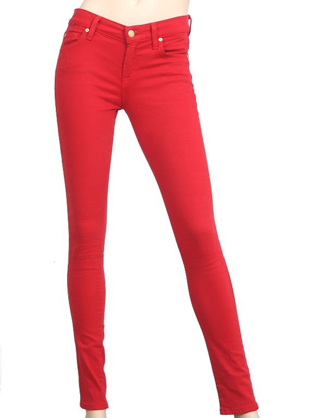 7 For All Mankind Women's Red Skinny Jeans - High Waist Slim Fit